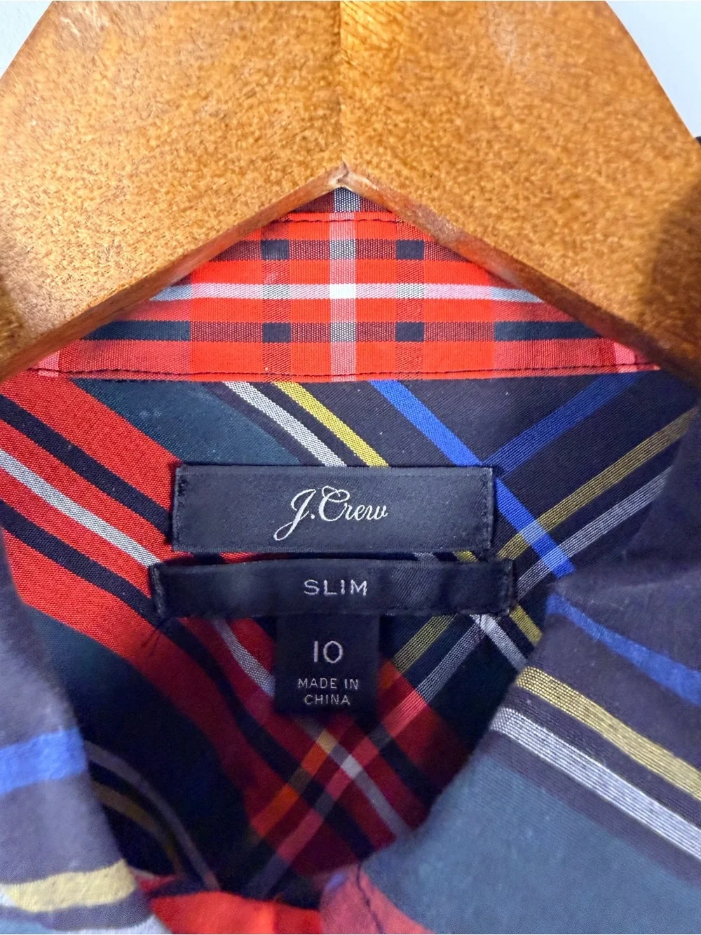 J Crew Women's 10 Slim Stretch Perfect Holiday Tartan Plaid Shirt Button